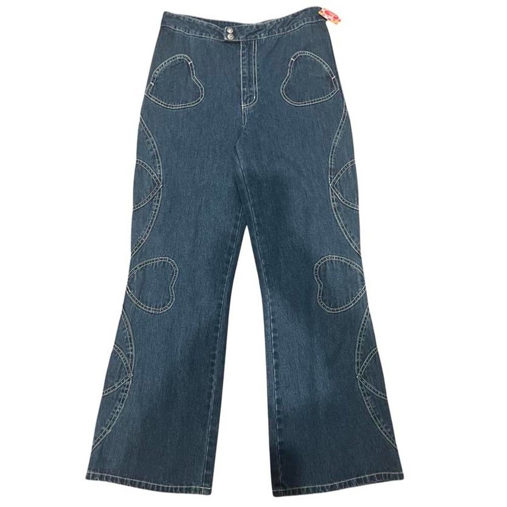 y2k heart pocket patch embroidered jeans